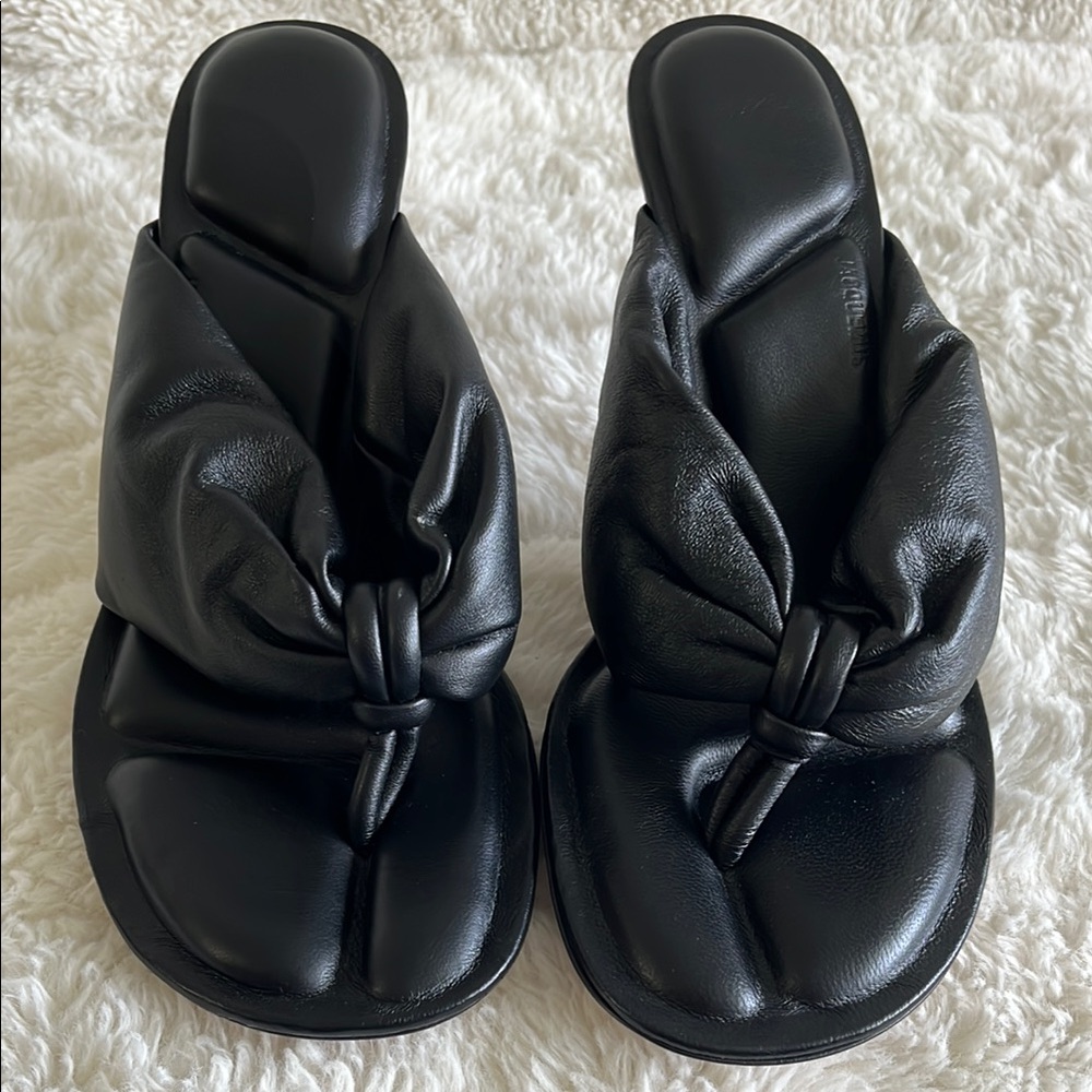 Jacquemus Black Leather Marathon Running Mules Size 39 - Picture 4 of 5